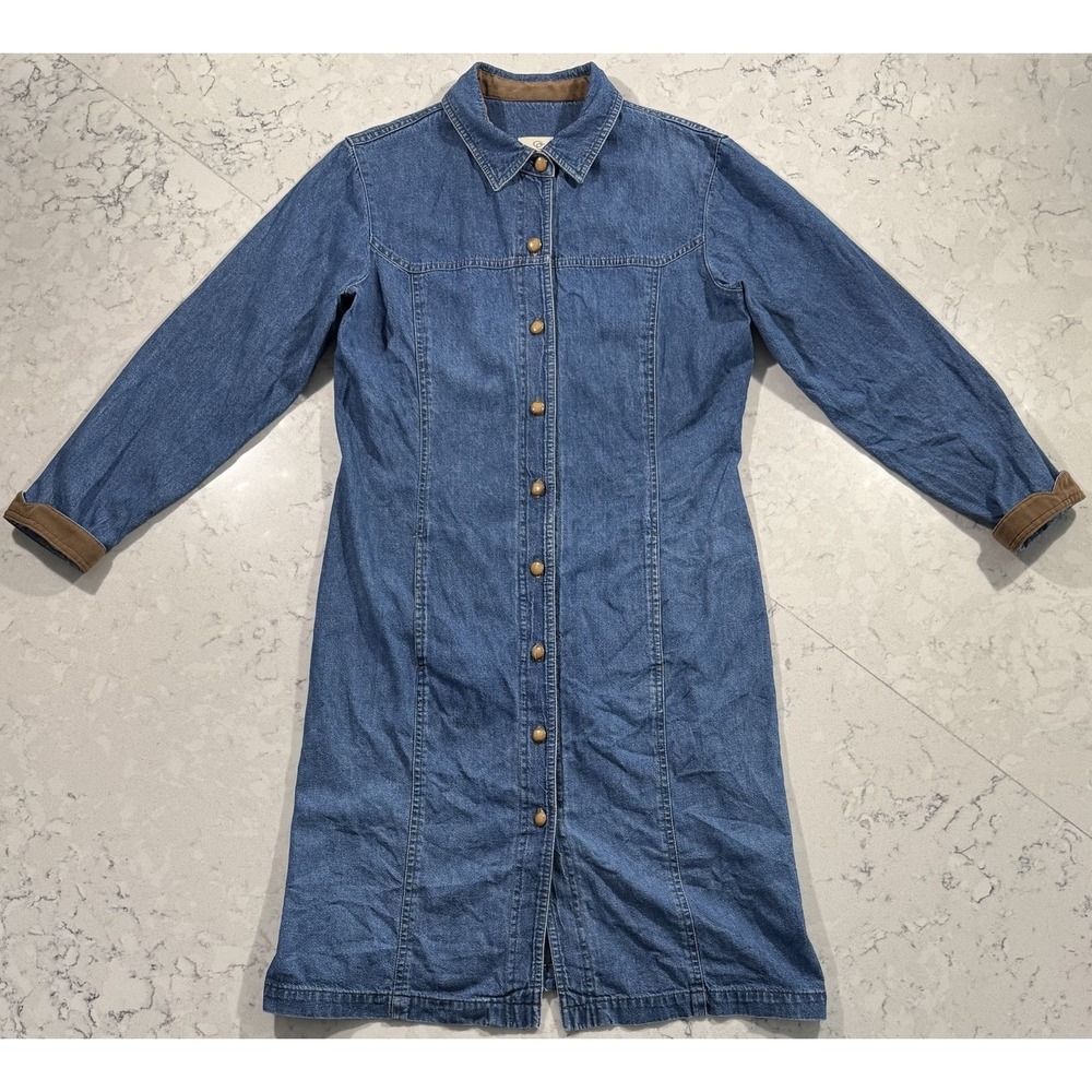 VTG Y2K Gotcha Covered Denim Shirt Dress Womens 10 Blue Medium Wash Made In USA